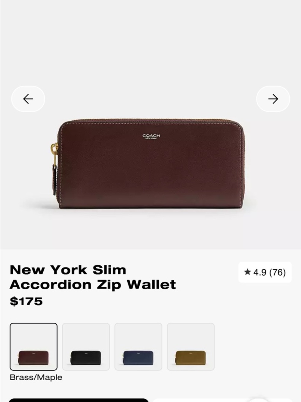 Coach Maple/Brass wallet/wristlet - Picture 6 of 6